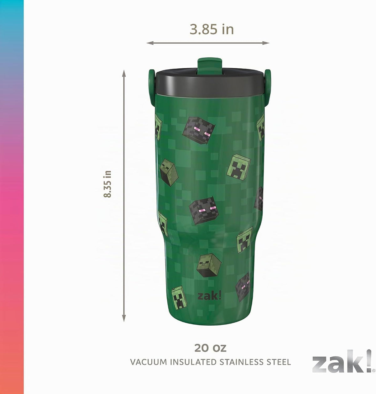 Zak Designs Minecraft Siply Sutton - Vaso para la escuela o viajes,...