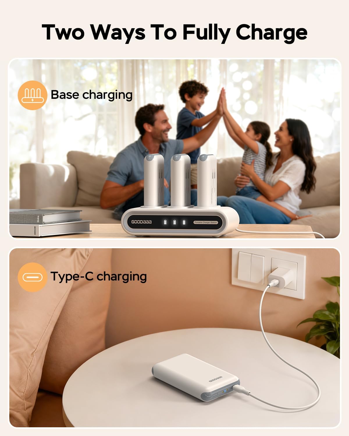 GOODaaa Cargador portátil, banco de energía de 10000 mAh, cables in...