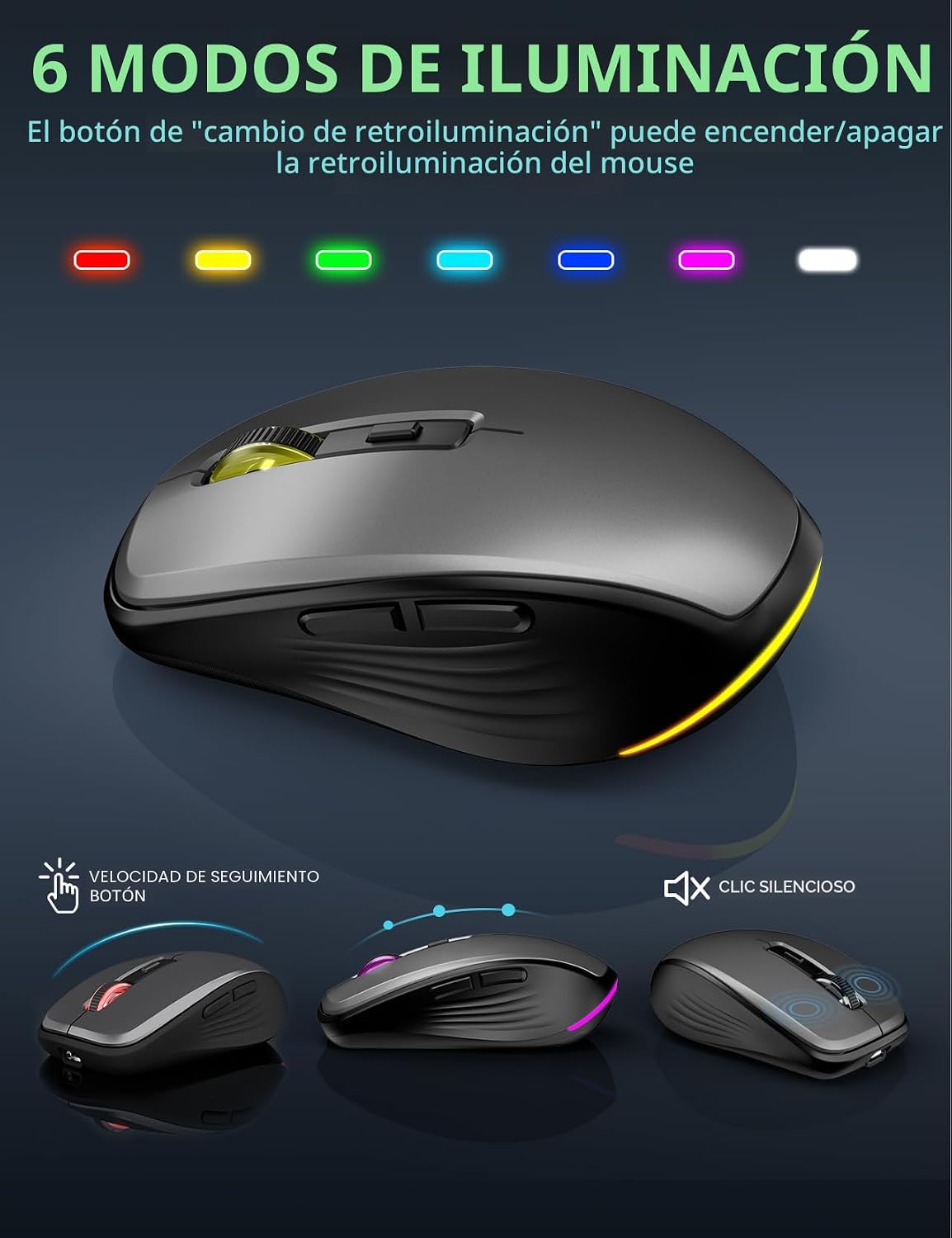 SABLUTE Combo de Teclado y Ratón Inalámbrico con Retroiluminación -...