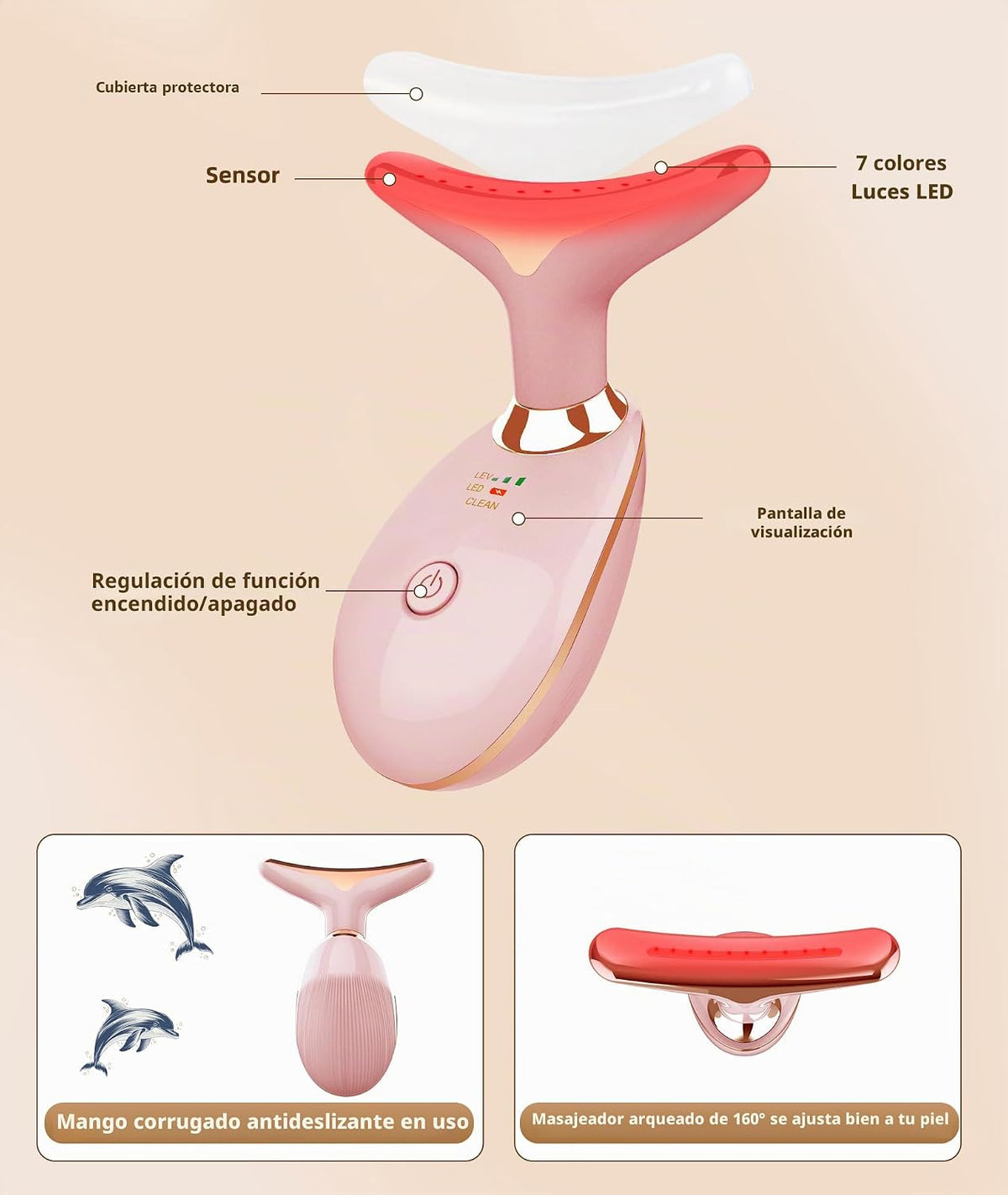 Jobazok Terapia de luz roja para cara y cuello, herramienta de masa...
