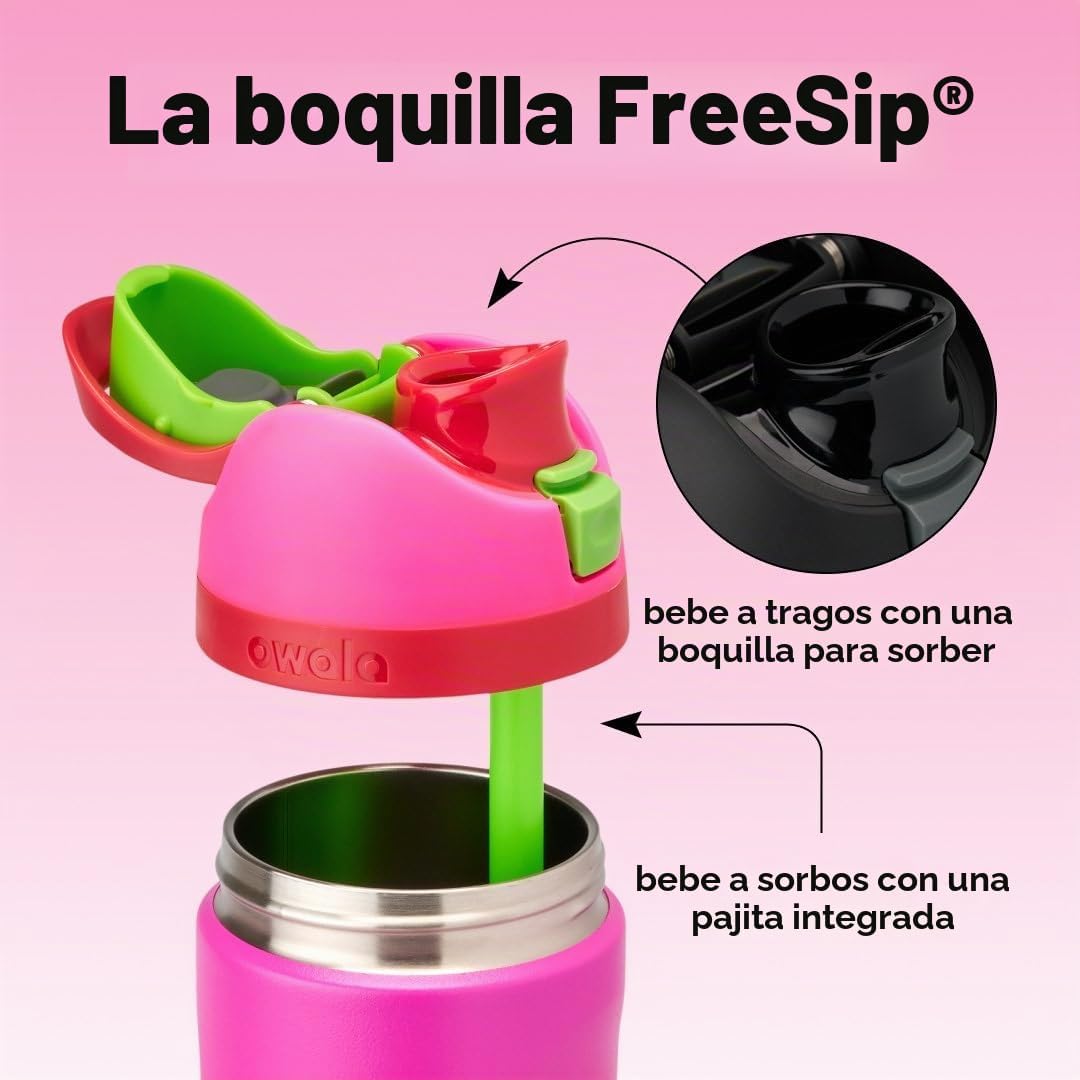 Botella de agua aislada de acero inoxidable con pajita para niños F...