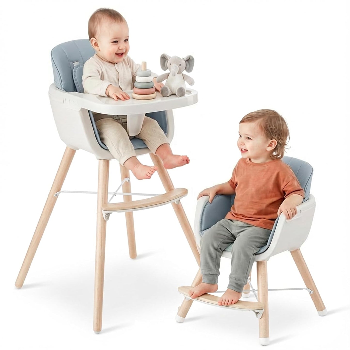 Mallify Silla alta de madera 3 en 1, sillas altas convertibles para...