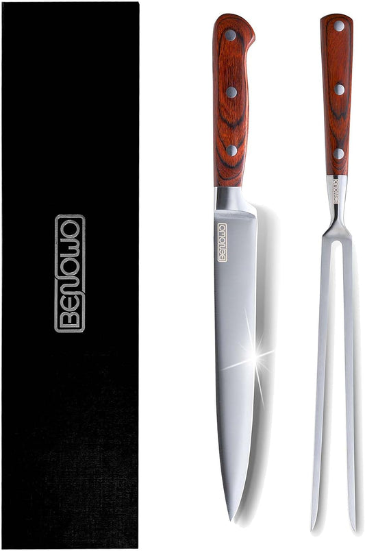 Benowo Juego de cuchillos de trinchar de 2 piezas, cuchillo y tened...