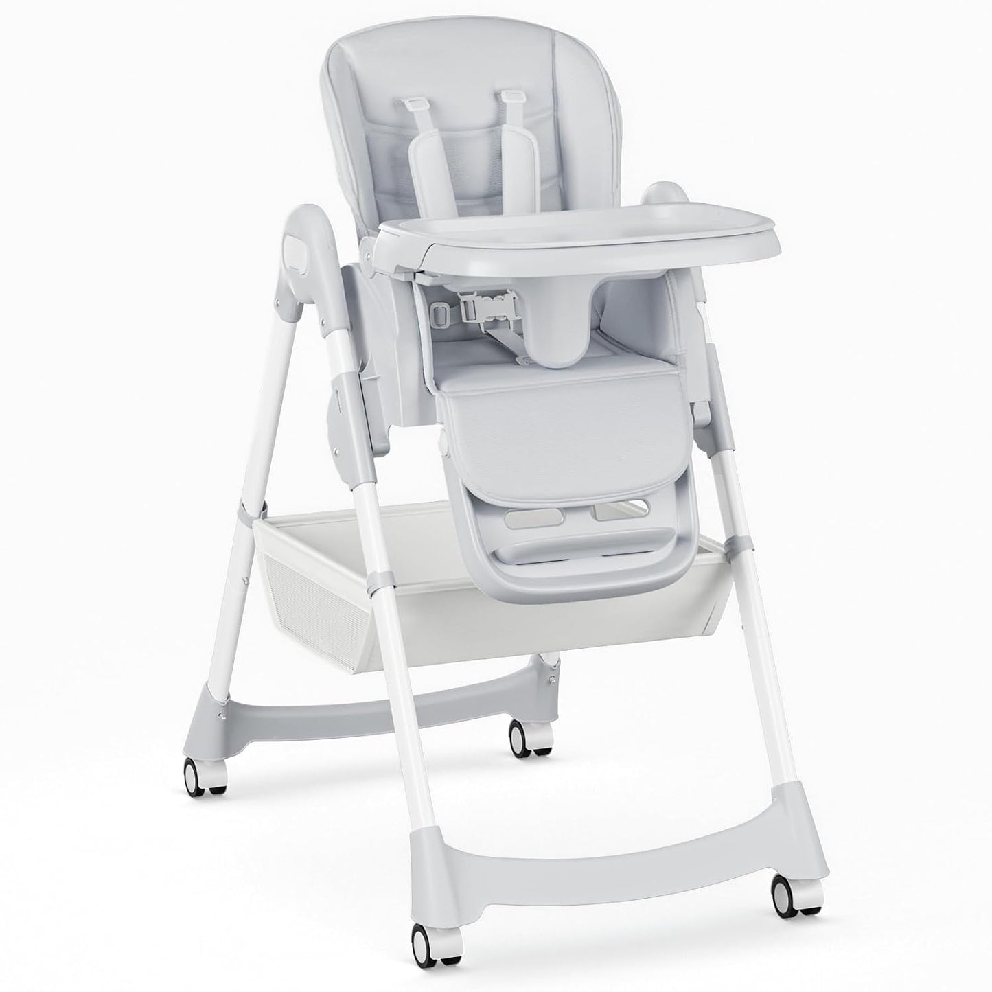 Meetaglow Silla alta para bebé, silla alta plegable convertible par...