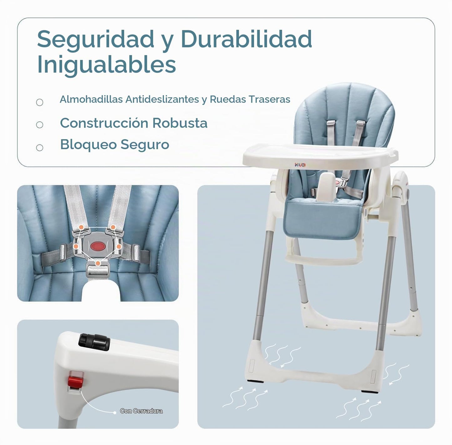 KUB Silla alta plegable 3 en 1 para bebé (azul) | Sillas altas mult...