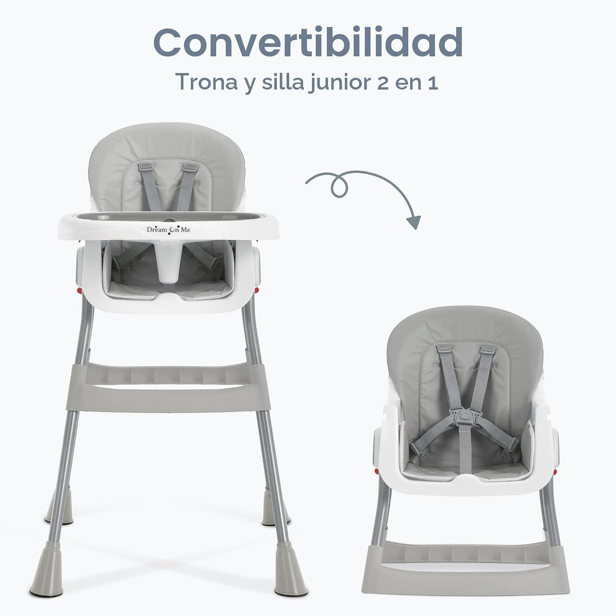 Dream On Me Silla alta portátil 2 en 1, silla alta compacta convert...