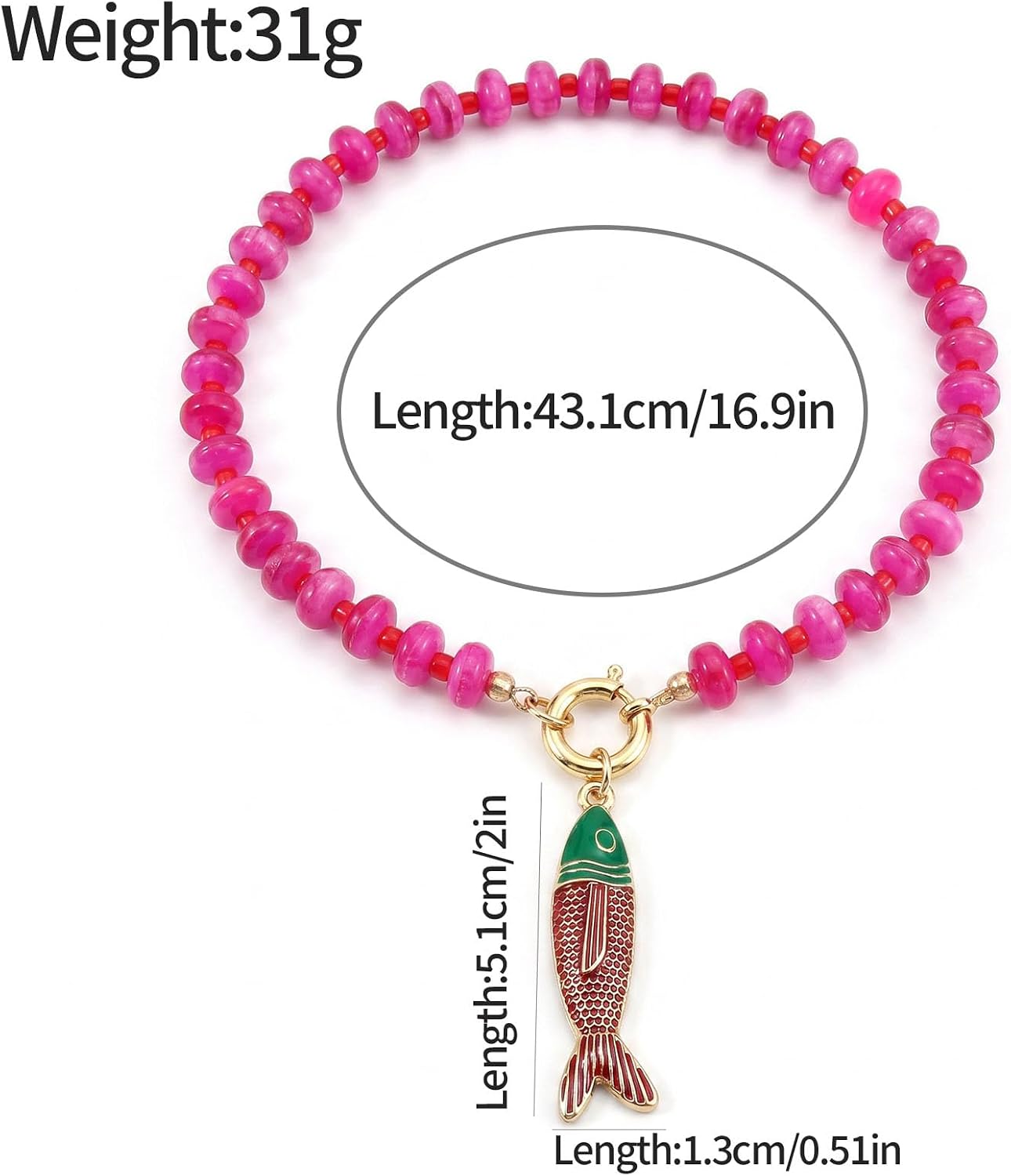 GLRITY Collares bohemios de peces con cuentas para mujer, collar de...