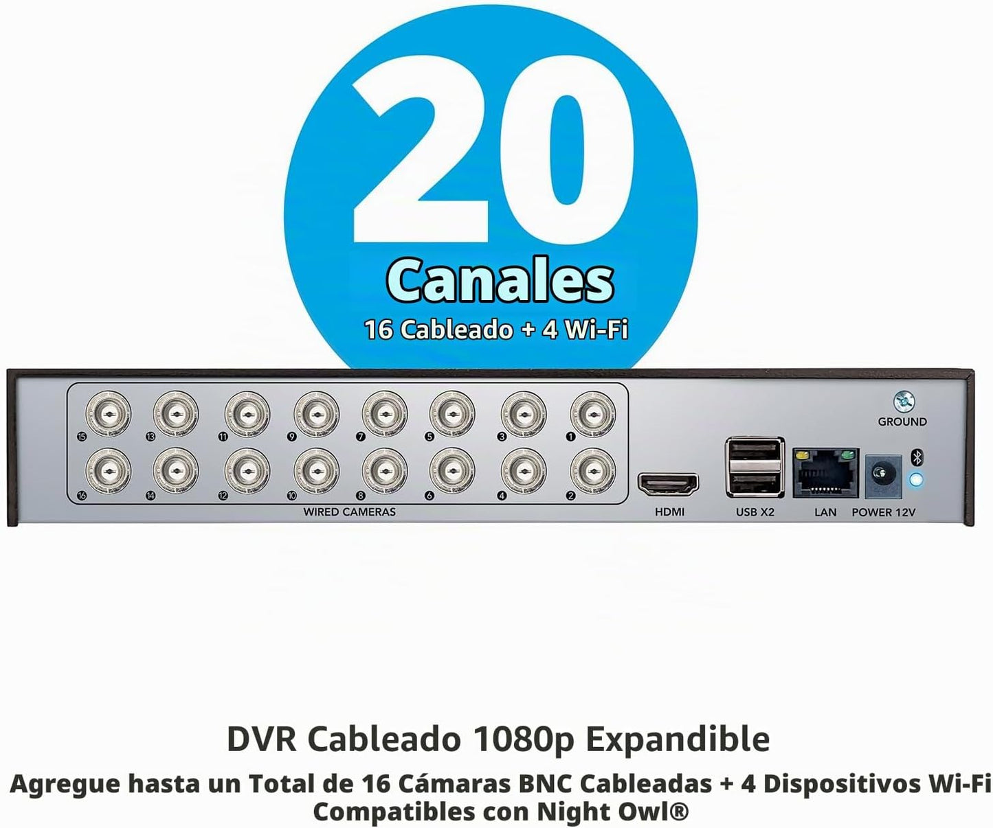 Night Owl Audio bidireccional 20 canales 1080p video DVR de segurid...