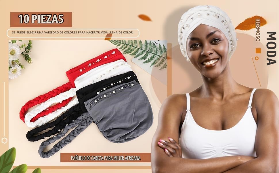 Fxhixiy Gorro de turbante para mujer, diseño de perlas, para quimio...