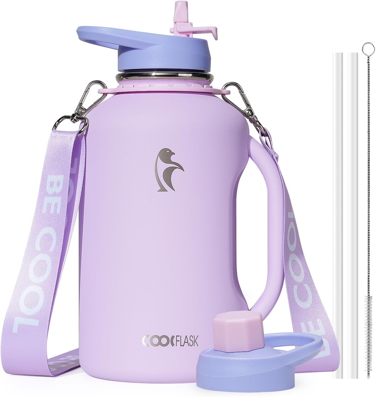 Coolflask - Jarra de agua de 64 onzas con asa, botella de agua aisl...