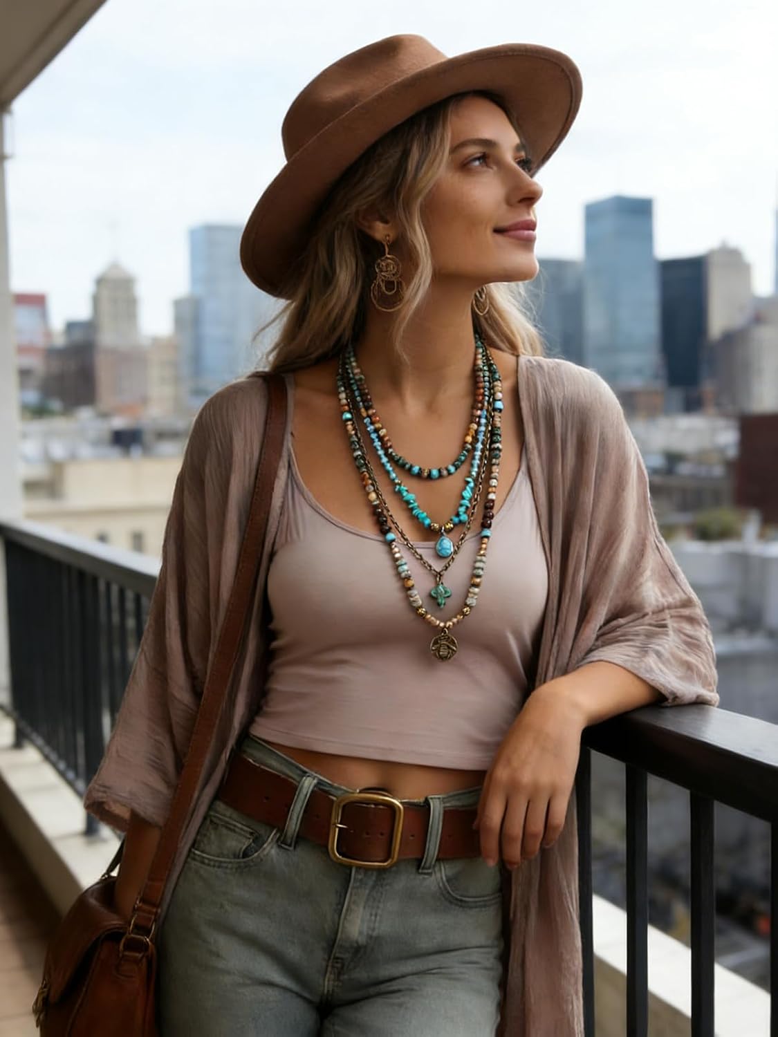 Yomisa Collares bohemios en capas para mujer, collar largo de cuent...