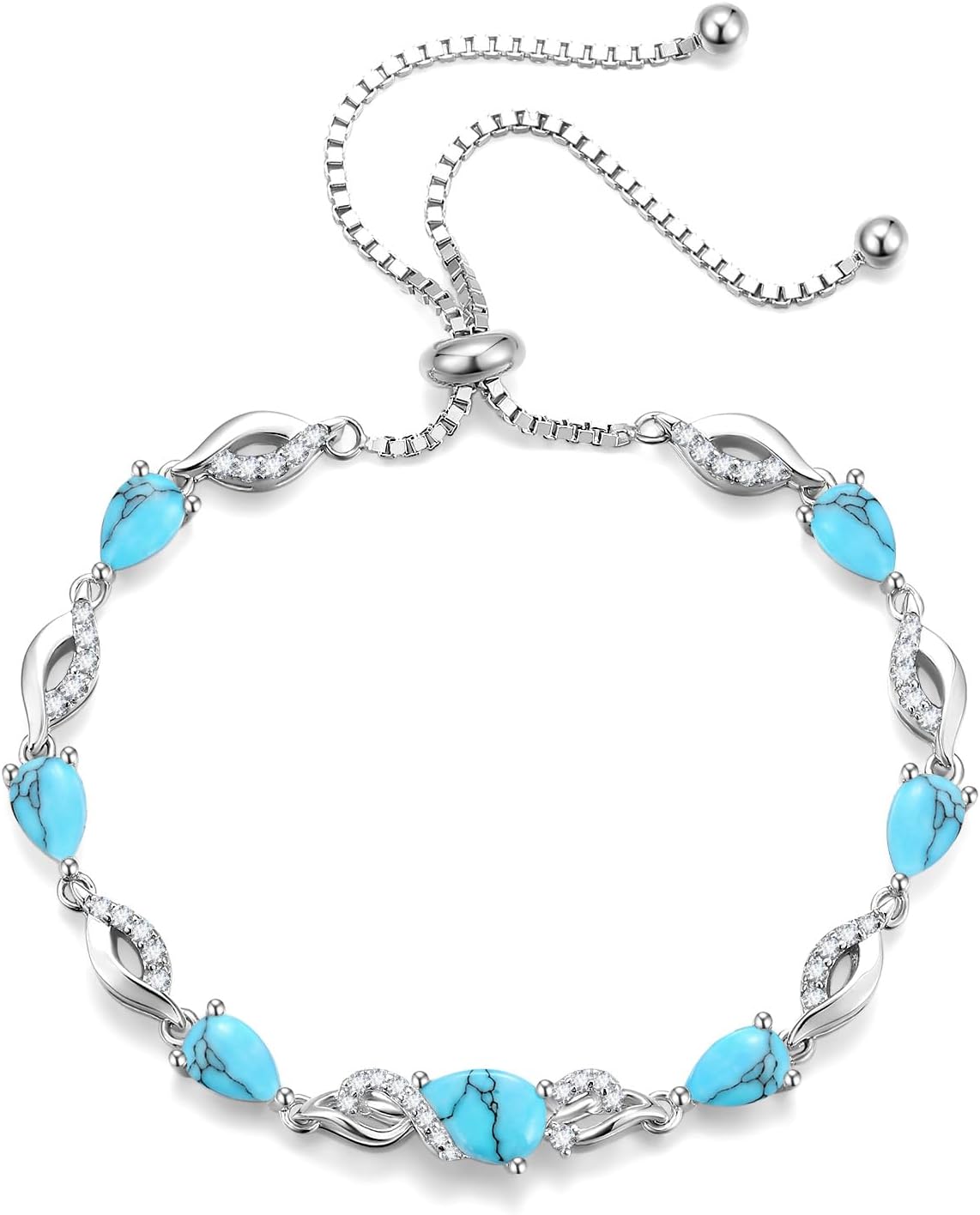 FANCIME Pulsera de piedra natal para mujer Pulsera de tenis ajustab...
