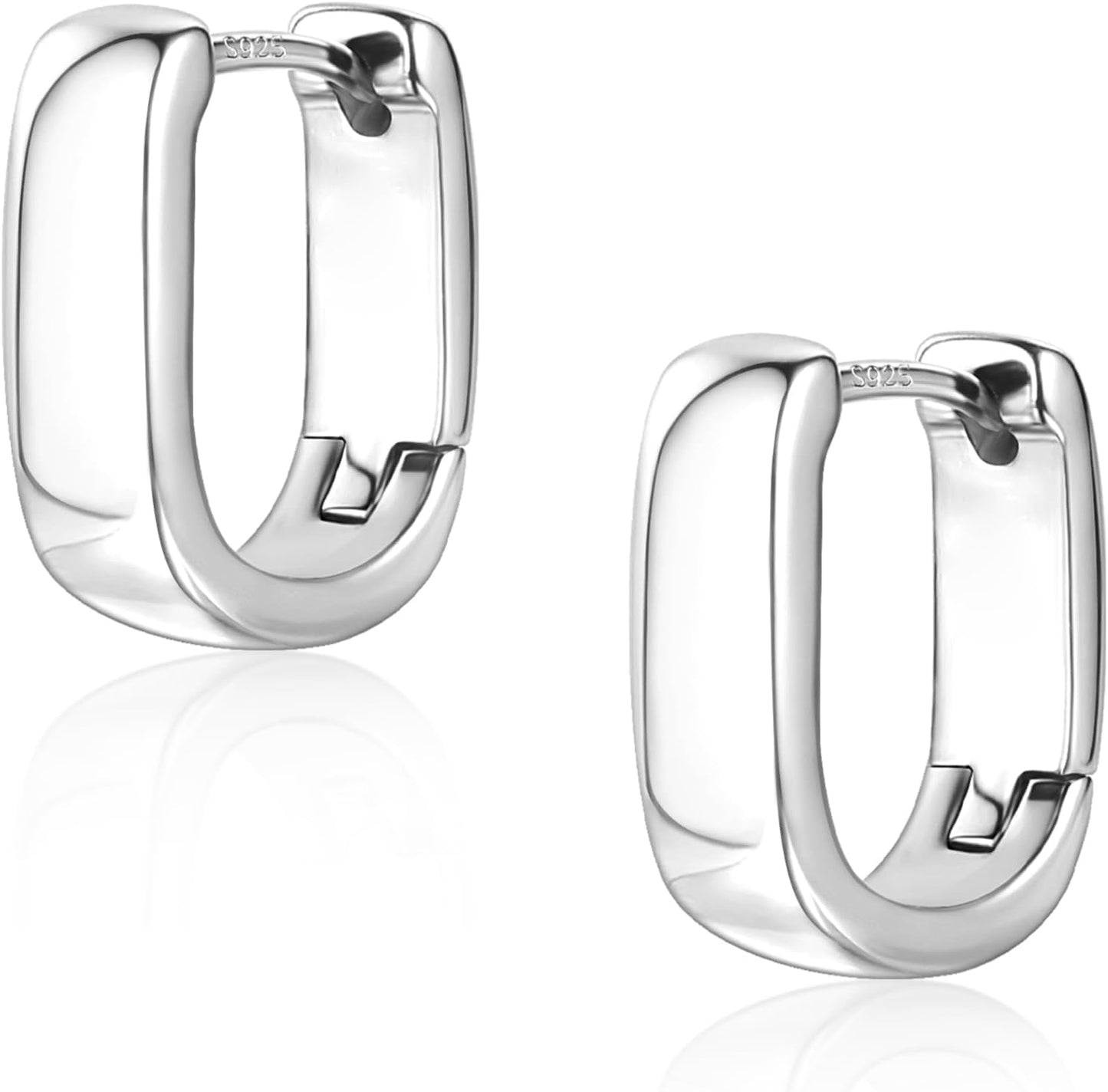 Pendientes de Plata de Ley 925 Pequeños, Pendientes Gruesos de Plat...