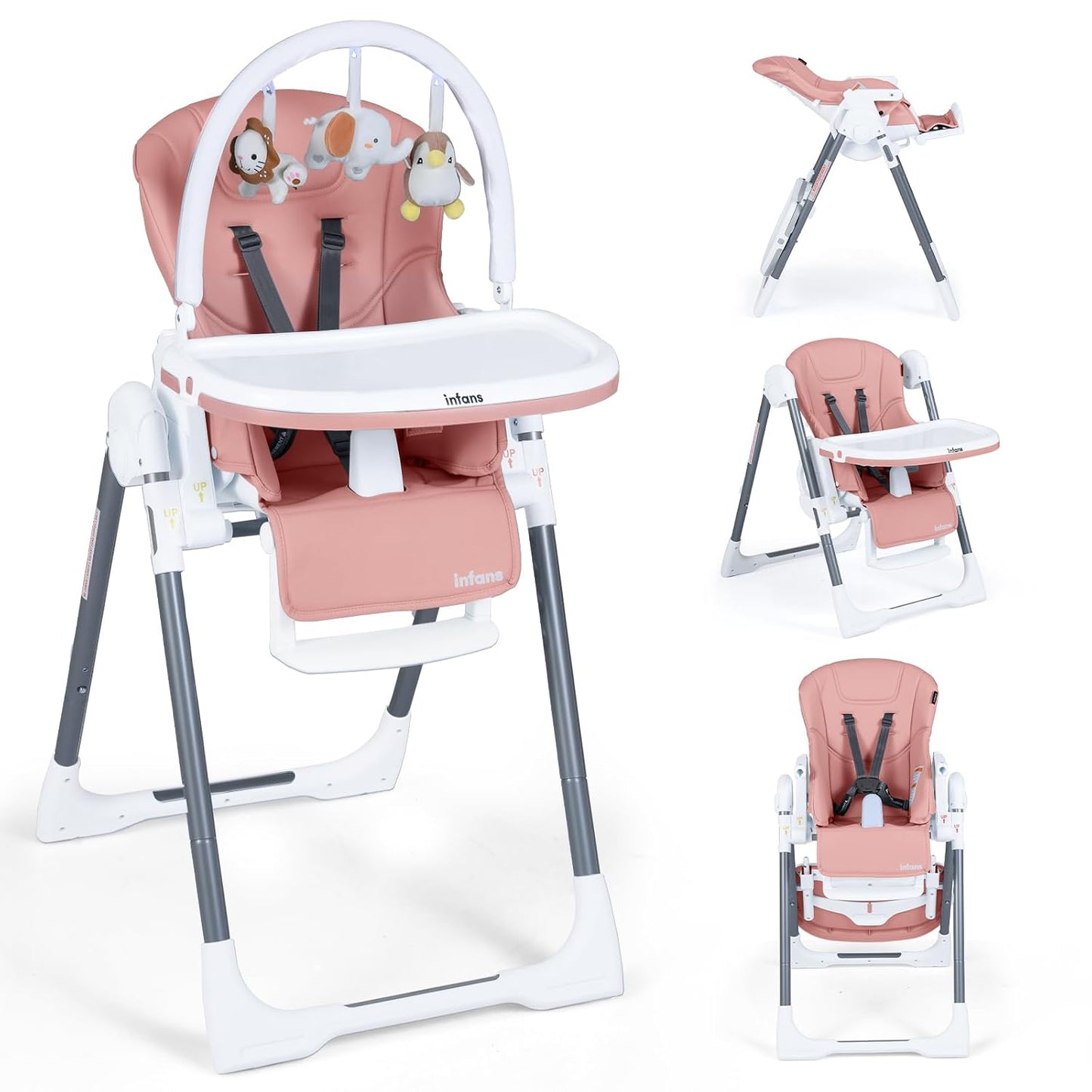 INFANS Silla alta para bebés y niños pequeños, silla alta plegable...