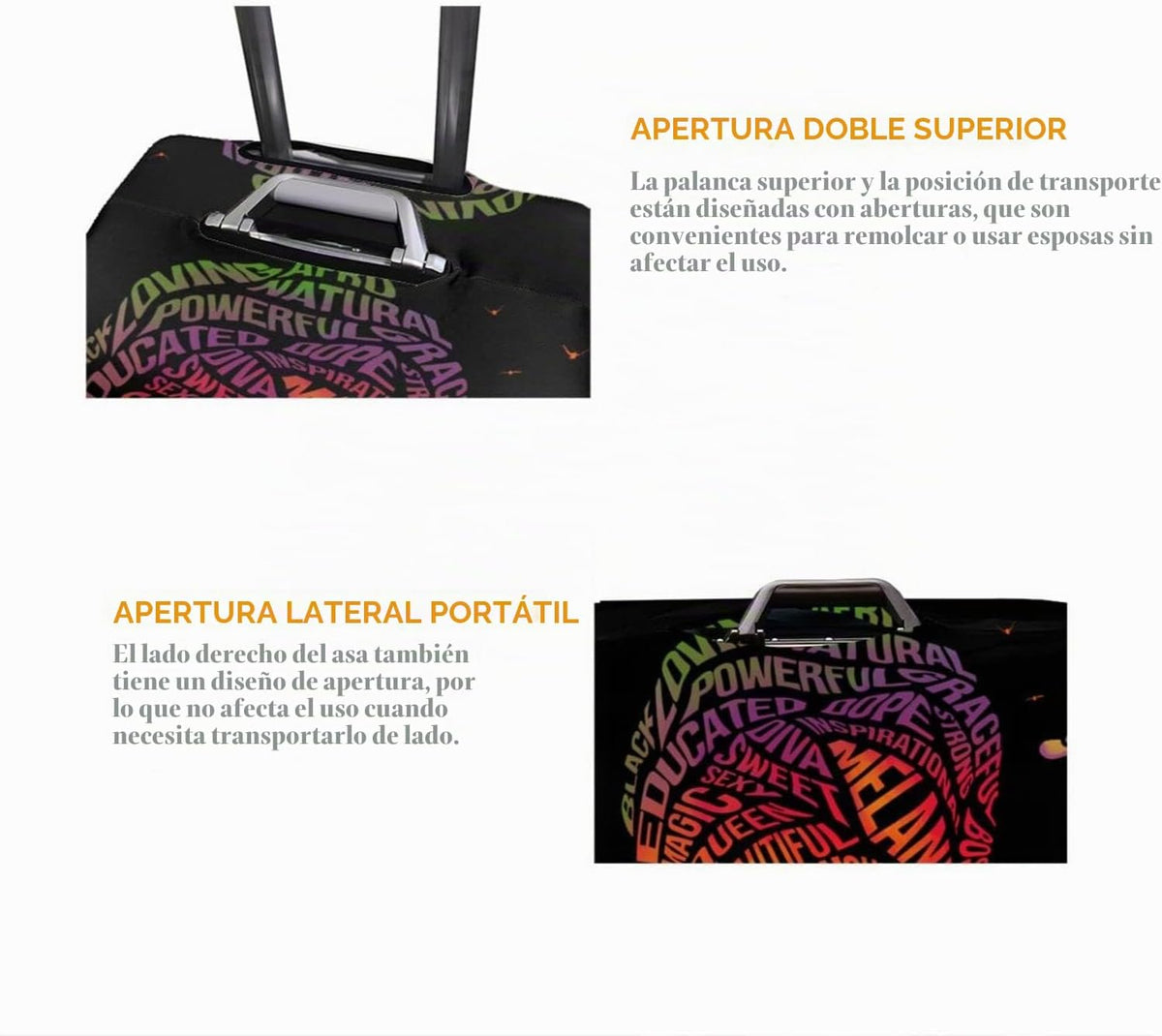 Hepmant Protector de maleta de viaje para mujer afroamericana, elás...