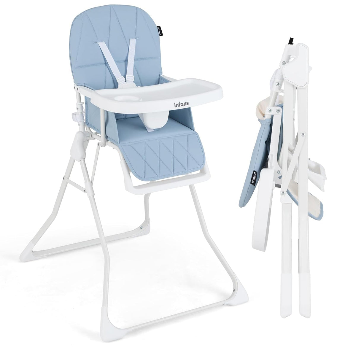 INFANS Silla alta para bebés, silla alta plegable portátil para beb...