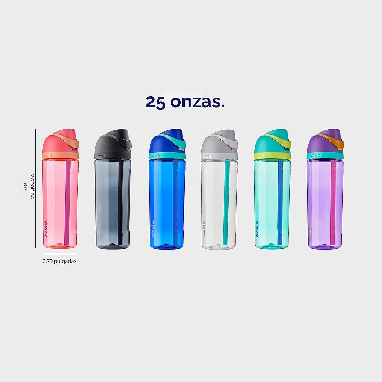 Owala FreeSip - Botella de agua de plástico Tritan transparente con...