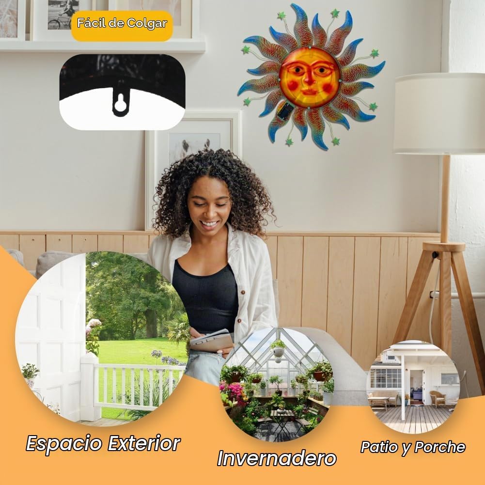 dreamskip Decoración de pared solar solar de metal de 30 pulgadas,...