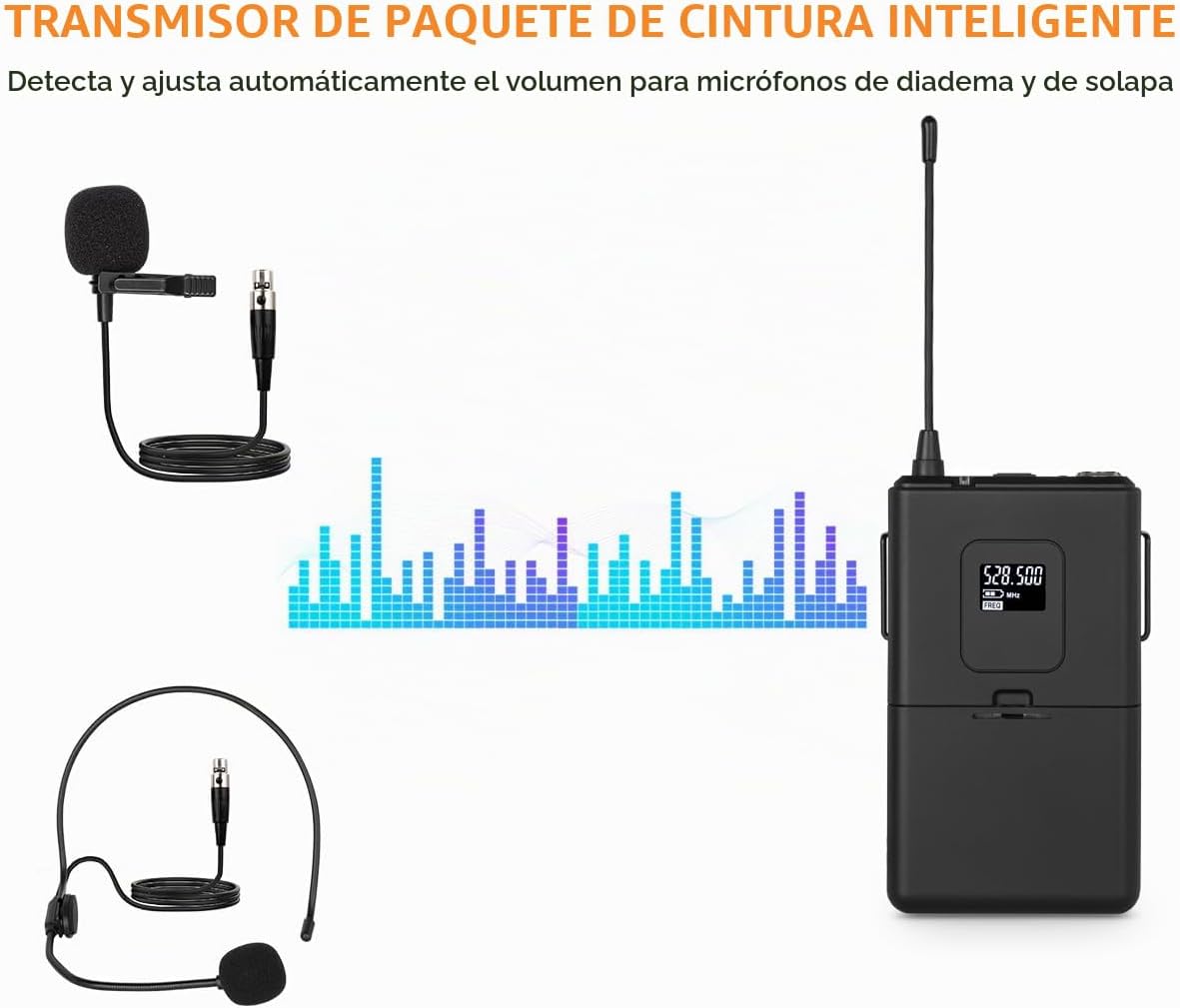 Hiberr Sistema de micrófono inalámbrico, micrófono inalámbrico UHF...