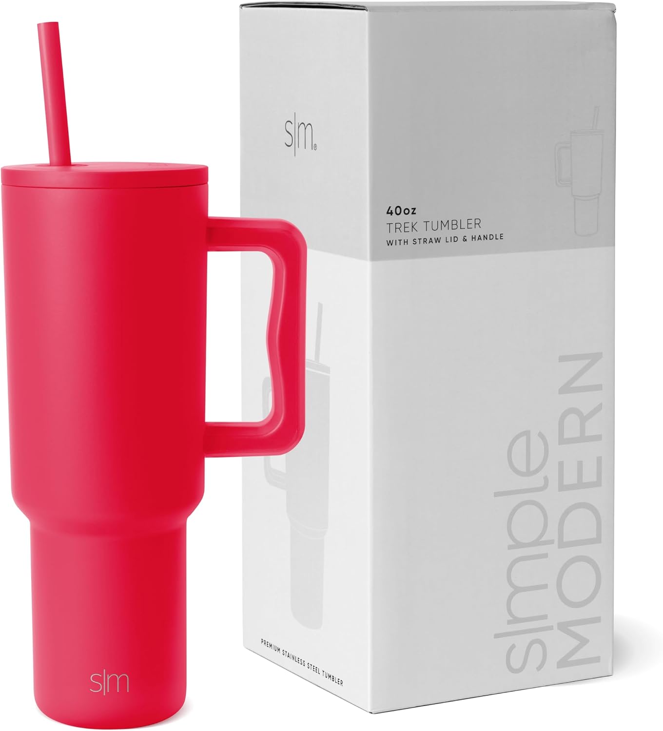 Simple Modern Tumbler with Handle and Straw | 40oz | Striped | Trek...