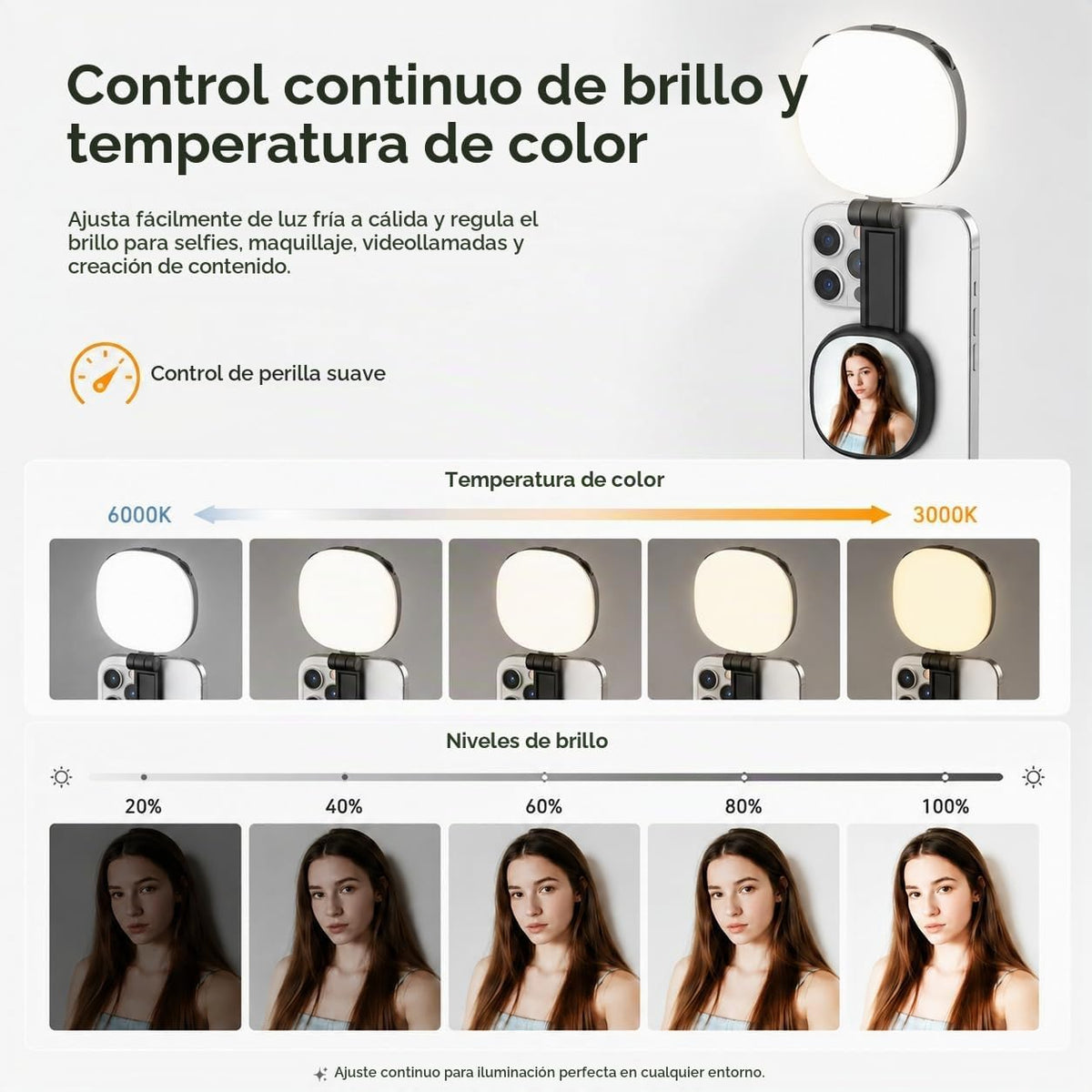 Luz magnética para selfie compatible con MagSafe, luz LED plegable...