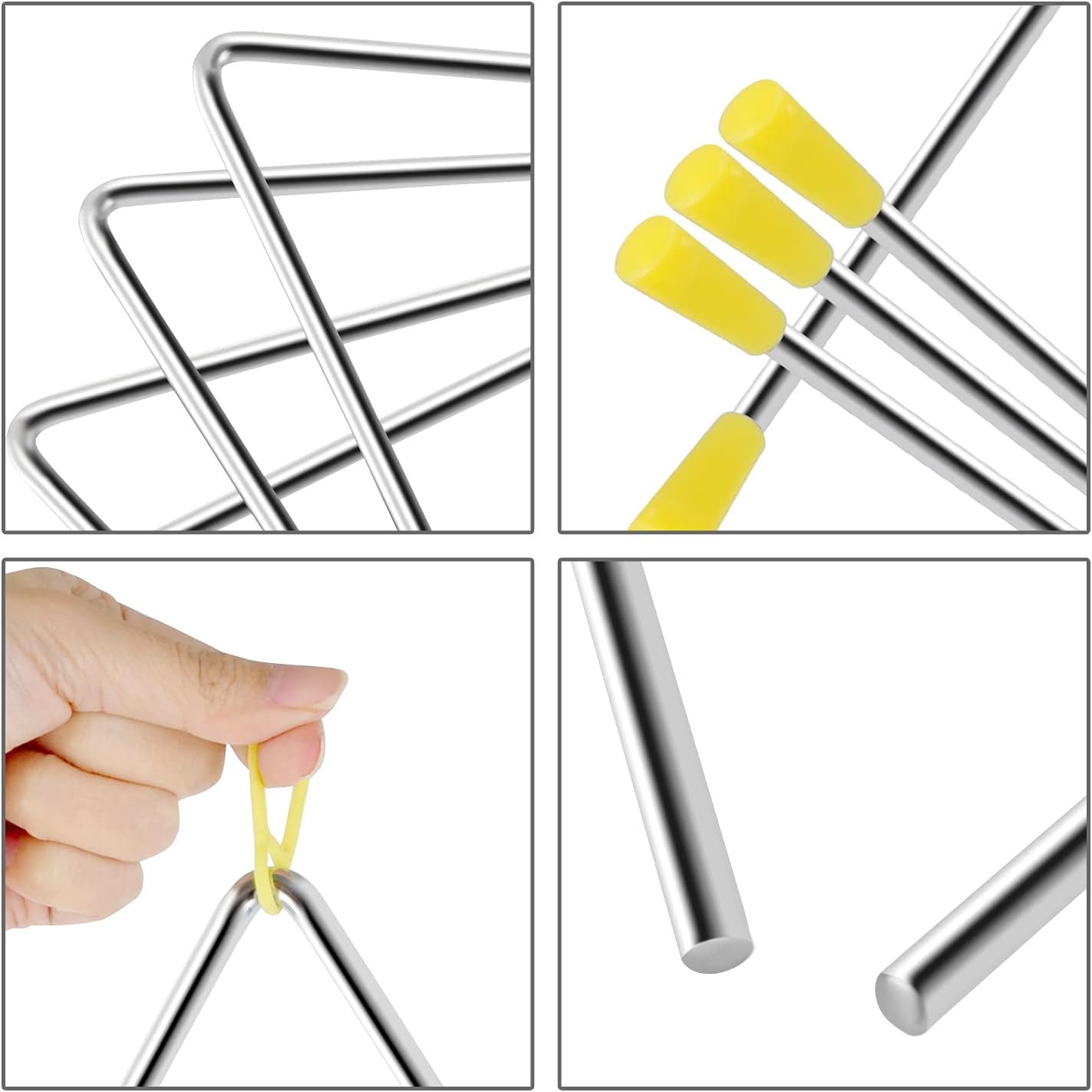 EASTROCK Juego de instrumentos triangulares, 3 paquetes, 4, 5, 6 pu...