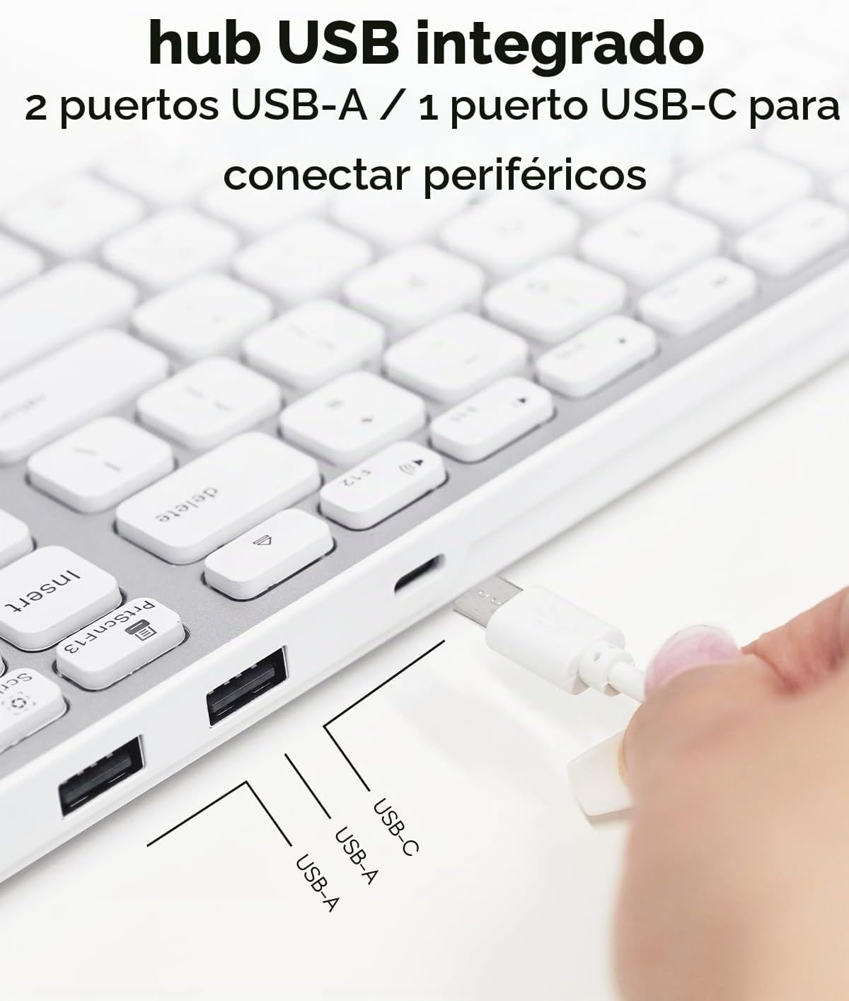 Teclado con cable Macally para Mac con Hub USB (2X USB-A \/ 1x USB-...