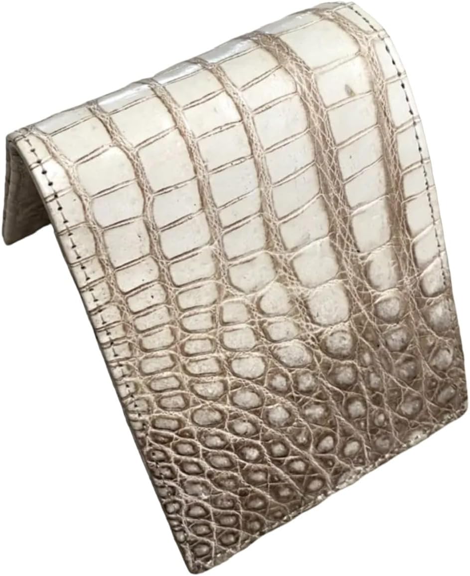 VIETDAVN Carteras plegables de cocodrilo genuinas para hombres, car...