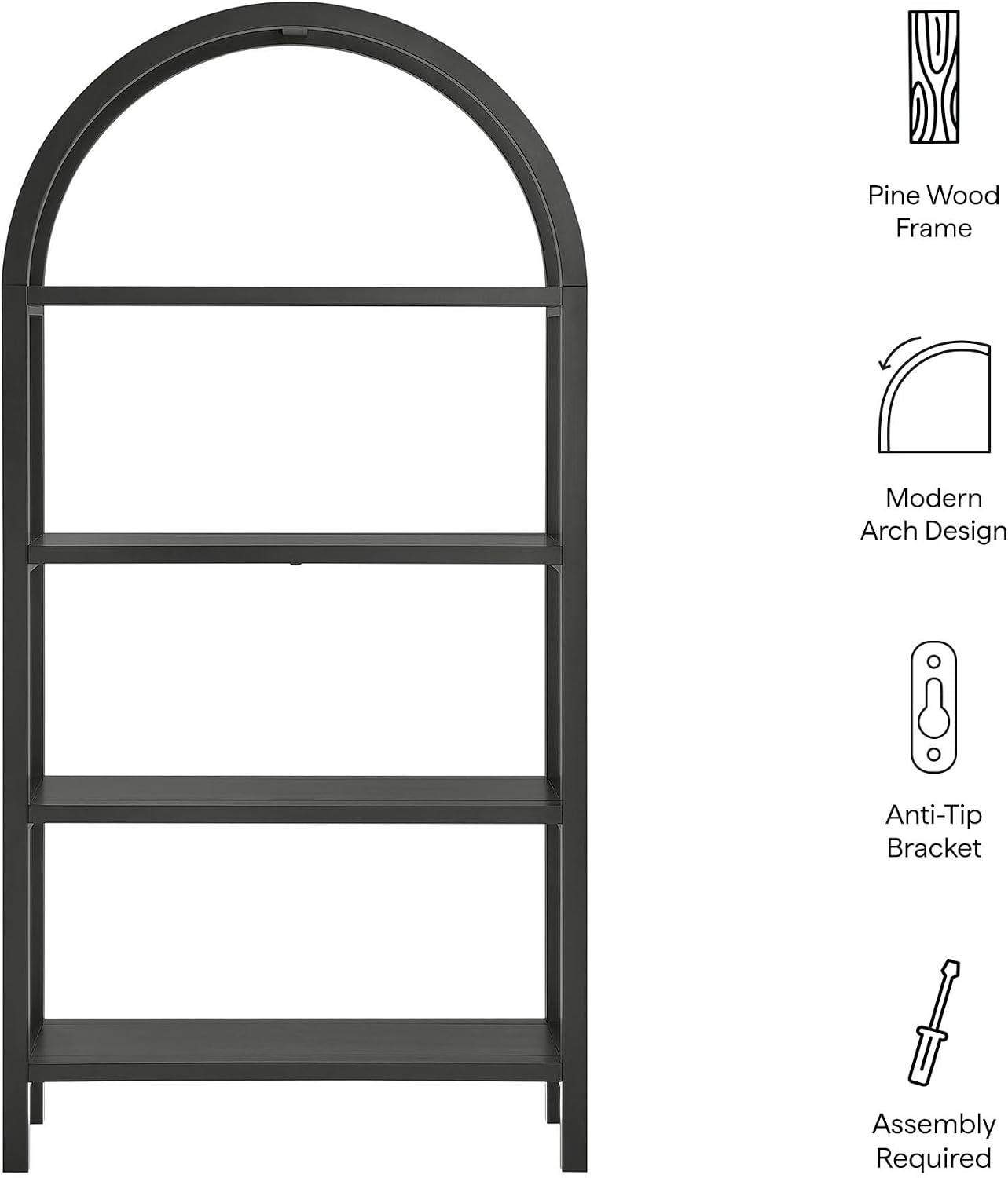 Modway Vexley - Estantería grande de 72 pulgadas en color negro - E...