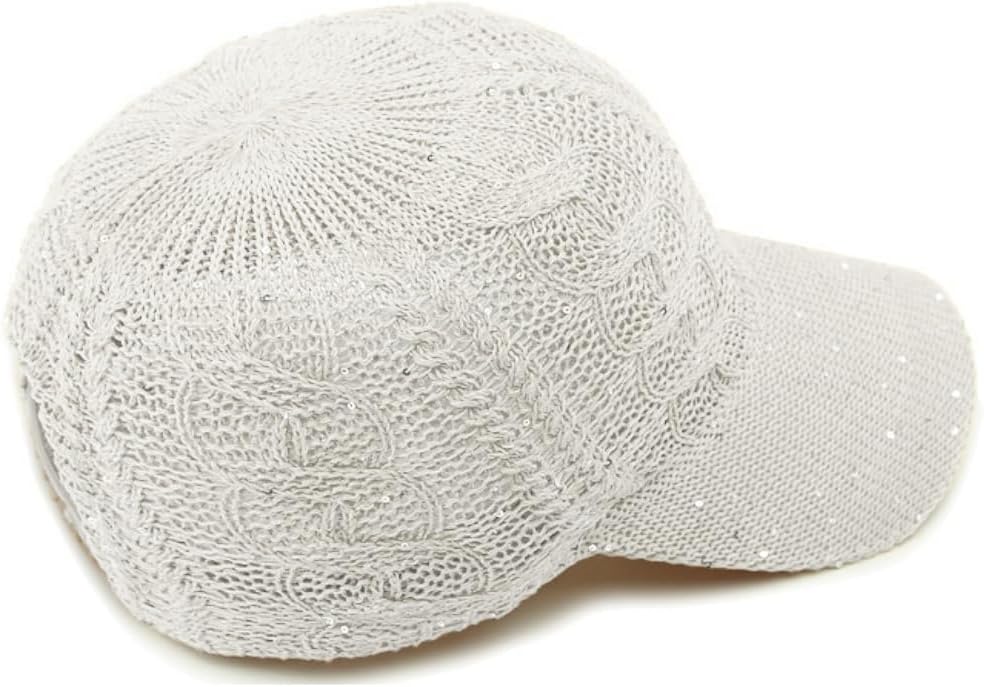 Gorra de béisbol de malla con purpurina para mujer, transpirable, a...