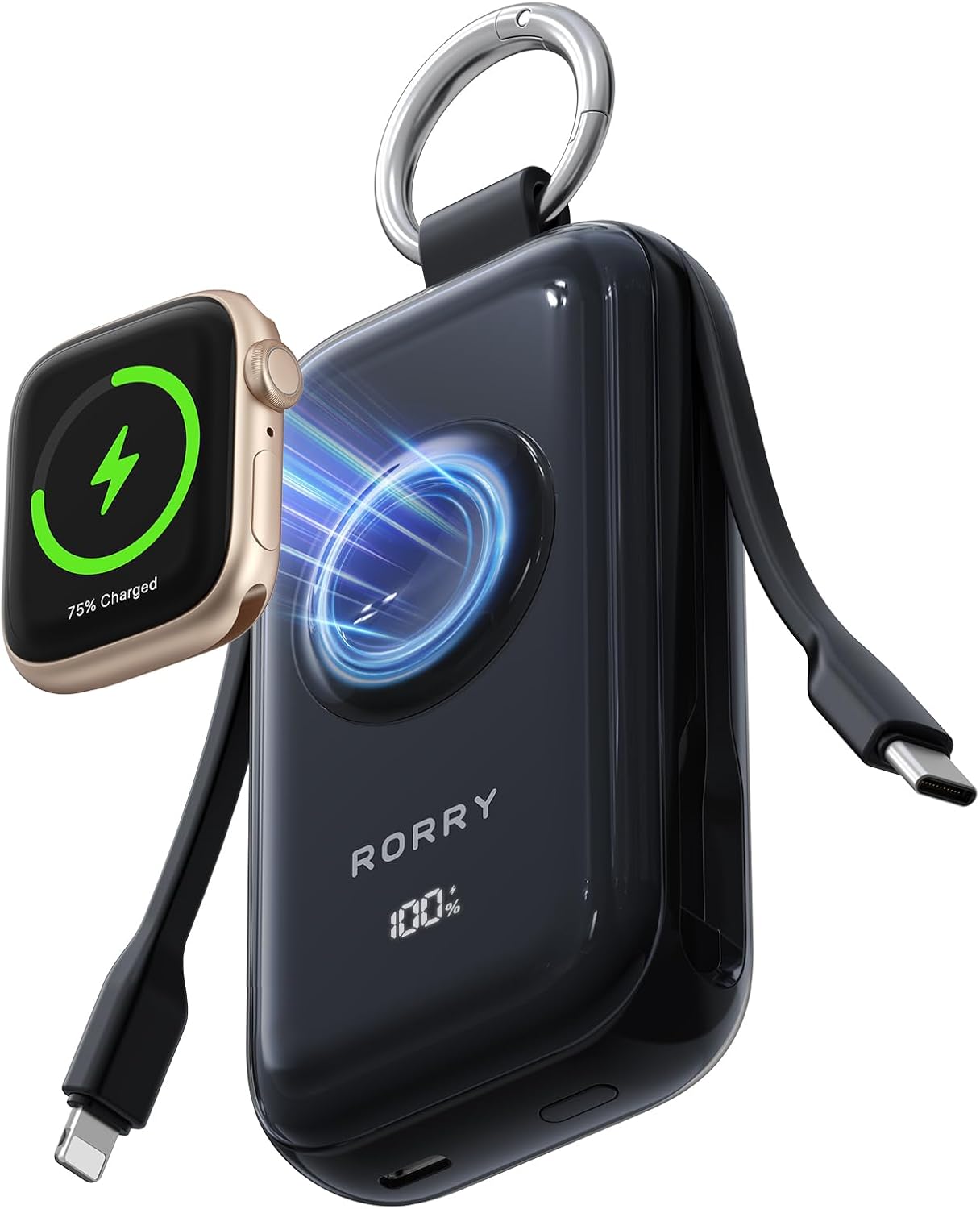 RORRY CharmGo Cargador portátil de 45 W de carga rápida, llavero de...