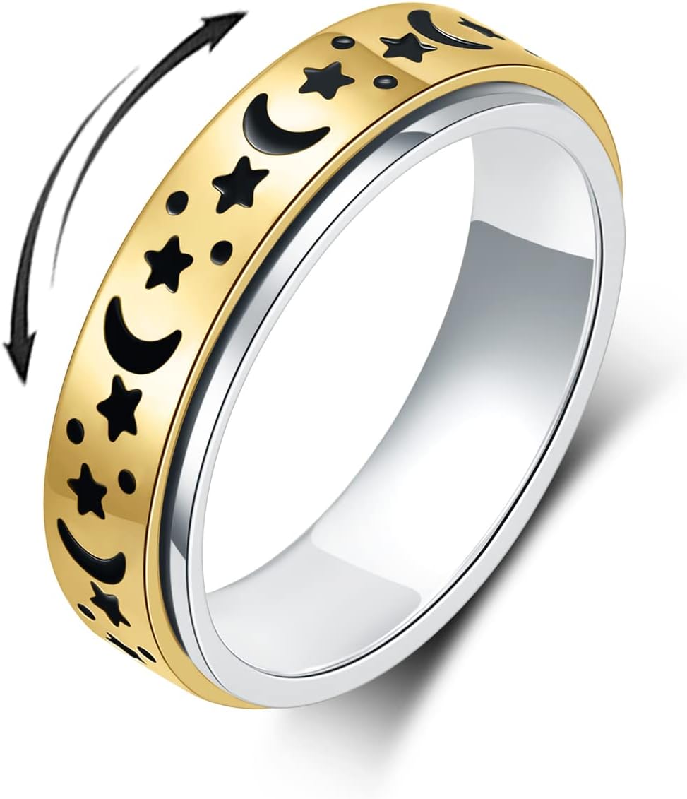 Anillo de ansiedad OreilleStar para mujeres, anillo giratorio, anil...