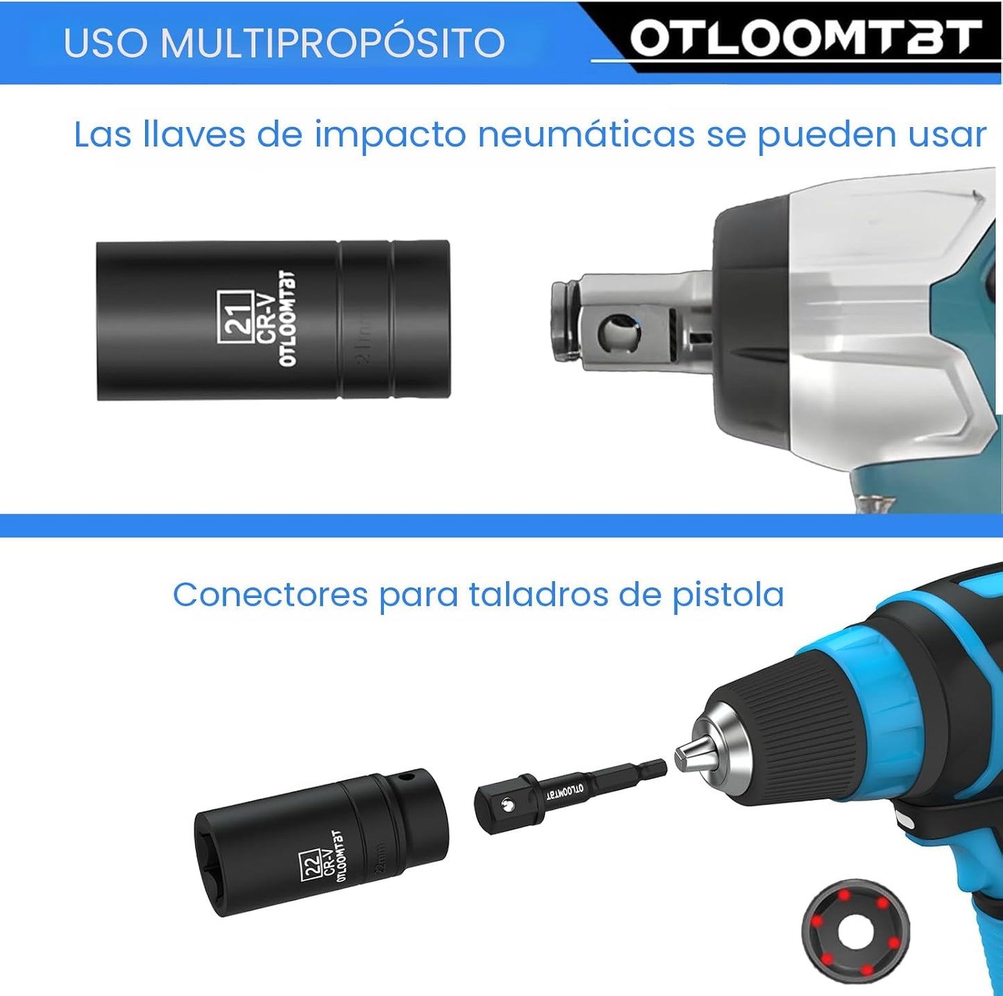 OTLOOMTBT Juego de llaves de impacto de 16 piezas de 1\/2" | Co...