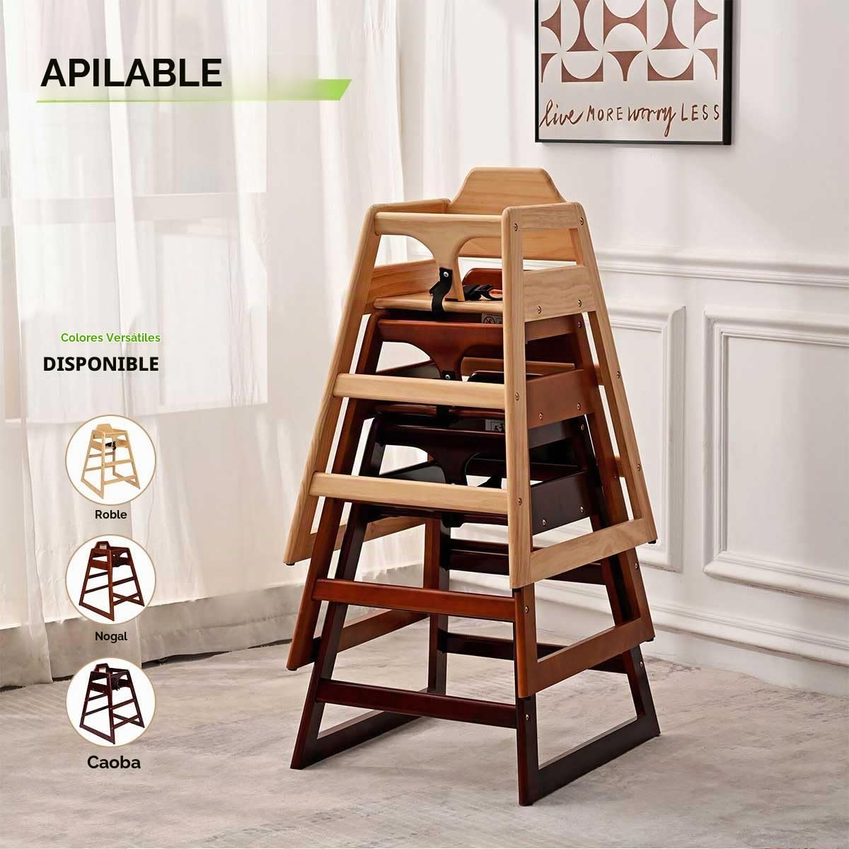 LZMS Trona de madera para bebés y niños pequeños, agradable al tact...