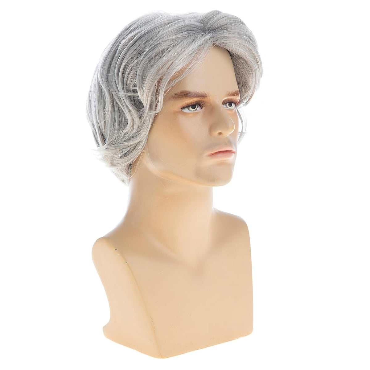 RicHyun Peluca corta gris sintética para hombre, recta, en capas, p...
