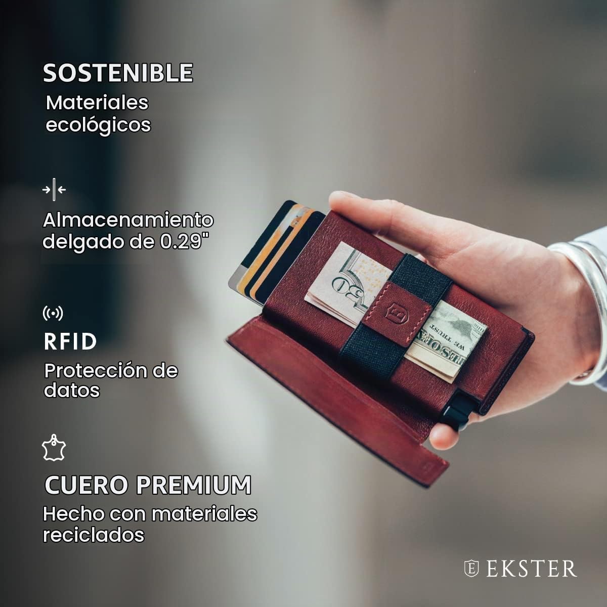 Ekster Parliament - Cartera de cuero, con bloqueo RFID, acceso rápi...