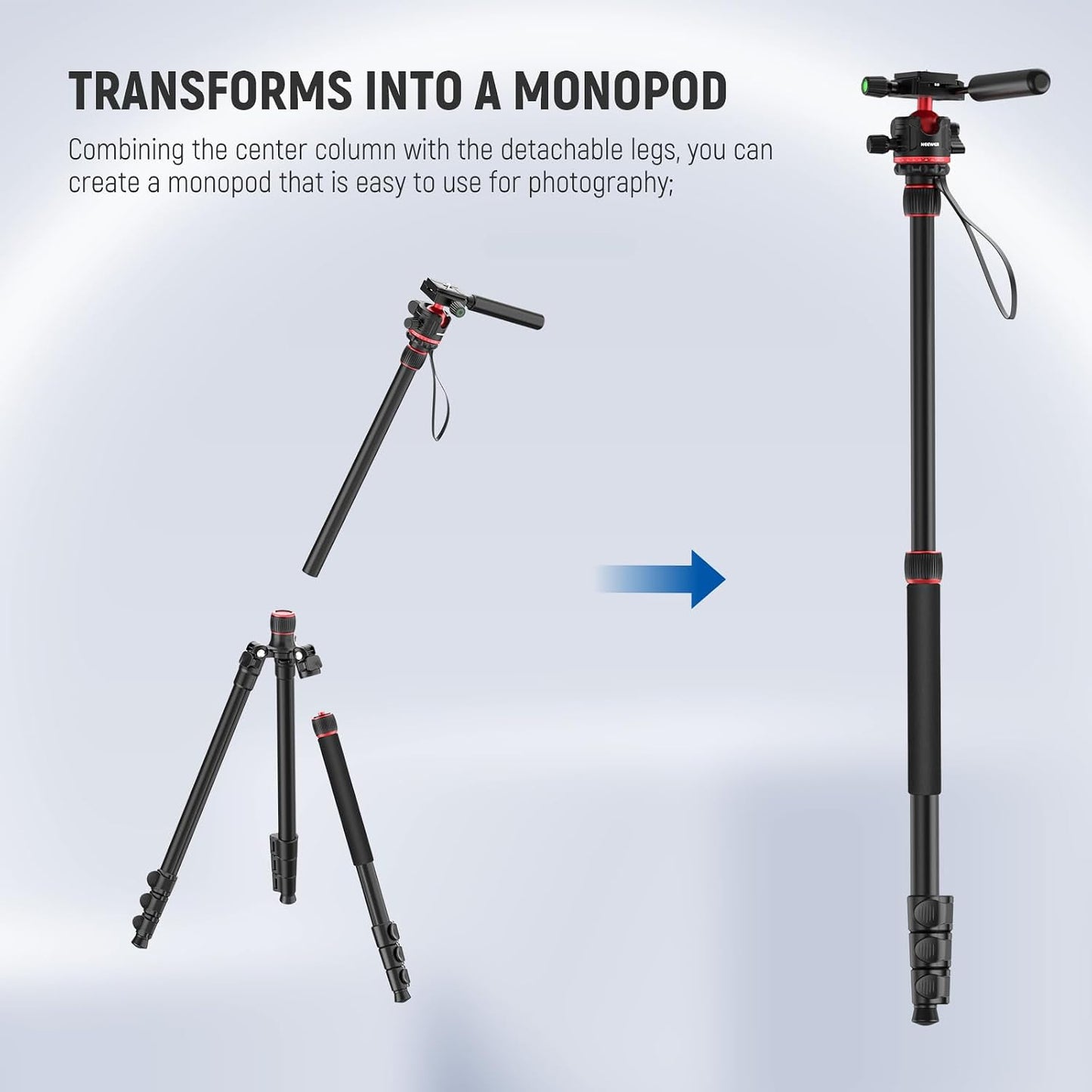 NEEWER Basics - Trípode Monopié para cámara, soporte de video DSLR...