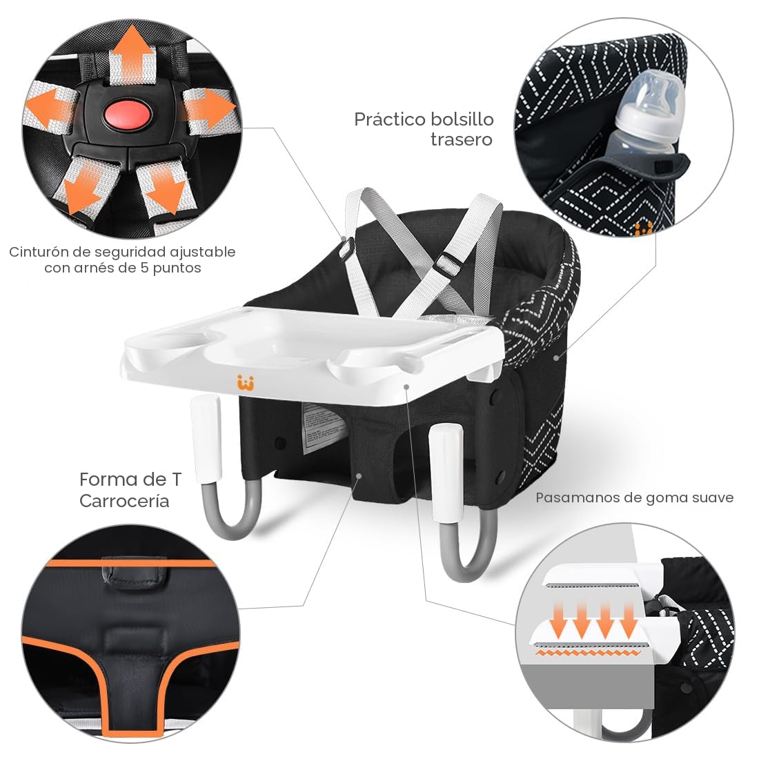MTWML Silla alta de gancho con bandeja, silla alta portátil para be...
