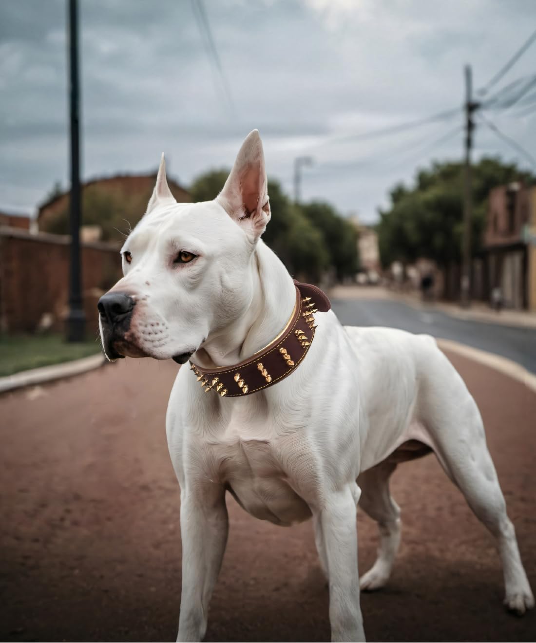 Collar de perro de cuero con pinchos, cuero genuino hecho a mano de...