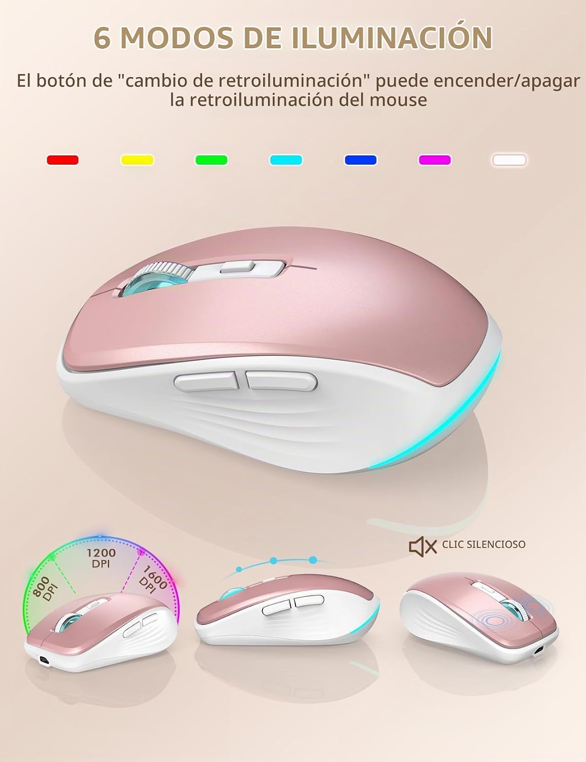 SABLUTE Combo de teclado y mouse inalámbricos retroiluminados - Tec...