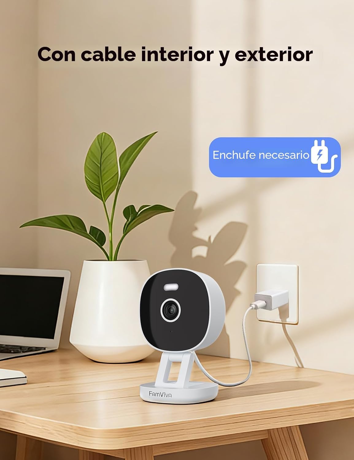 FAMVIVA Cámara de seguridad con cable 2K, interior\/exterior para e...