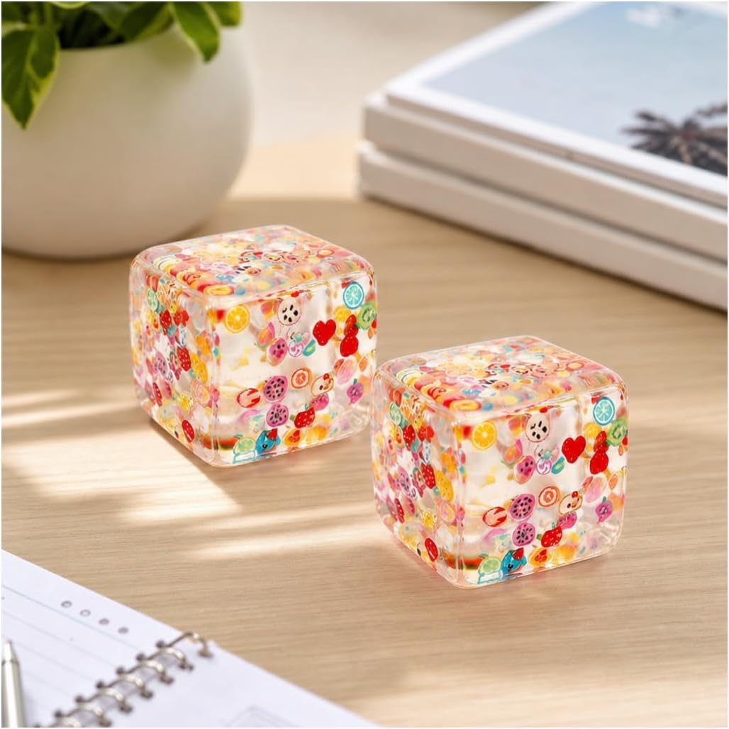 NKMJOK 2 cubos de estrés, decoraciones de cubos de frutas, herramie...