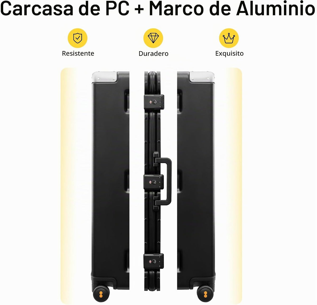 LEVEL8 Maletas rígidas de equipaje sin cremallera con ruedas girato...