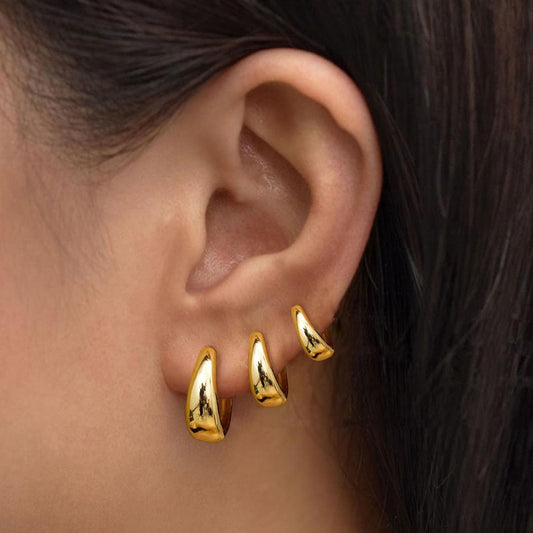 Juego de 3 pares de aretes de aro de oro para mujer, joyería de mod...