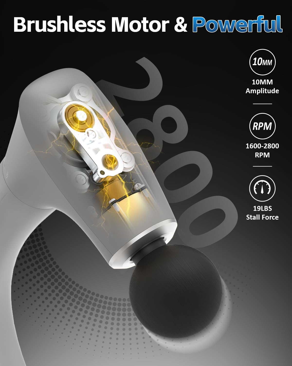 CAREKING Pistola de masaje de percusión desmontable 2 en 1 con mang...