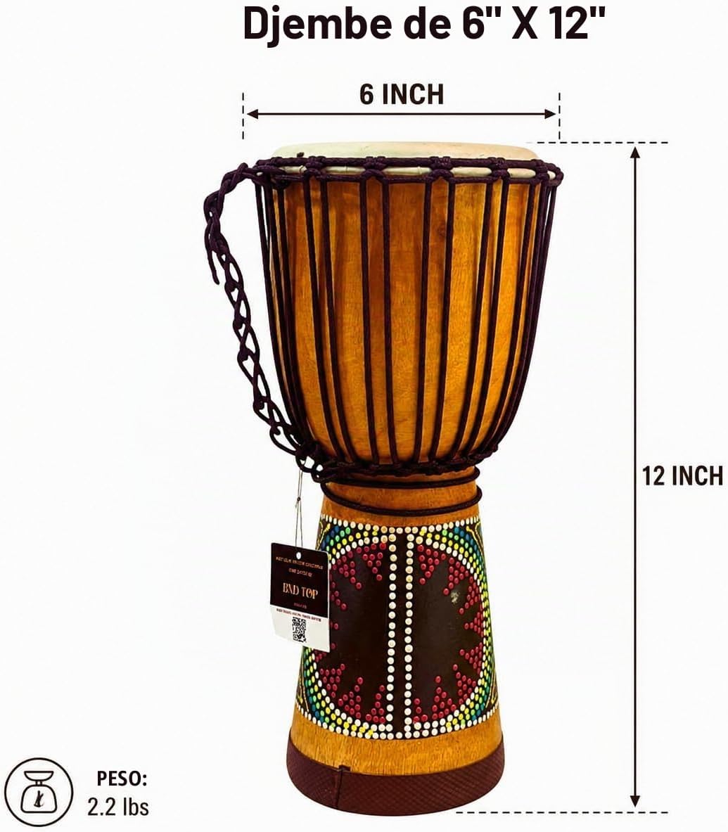 Tambor de sandía Djembe de 6 x 12 \u2013 Tambor de mano africano he...