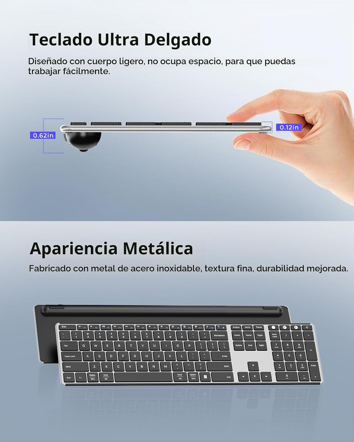 seenda SKM64-3 Combo de teclado inalámbrico Bluetooth y mouse para...