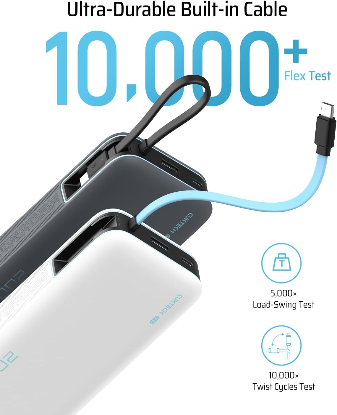 CUKTECH Banco de energía de 45W 20000mAh, cargador de viaje portáti...