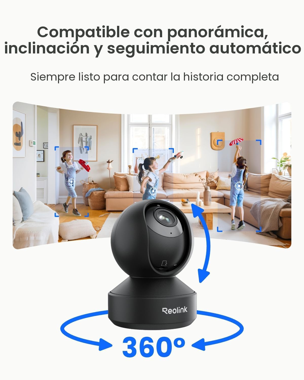 REOLINK - Cámara interior con inclinación panorámica 4K, zoom óptic...