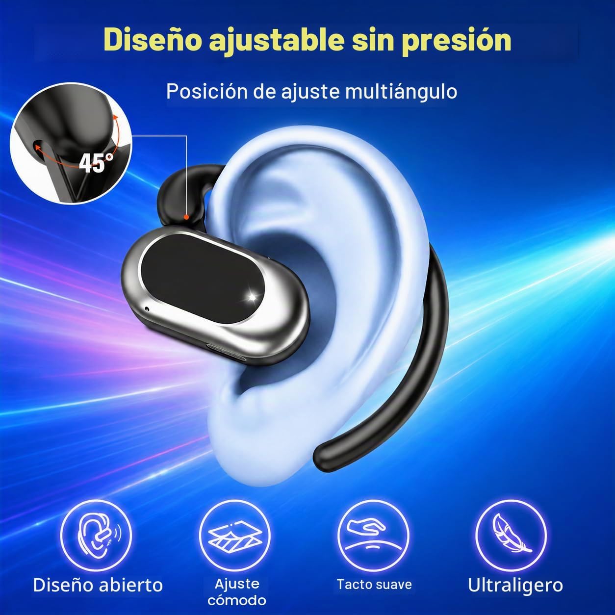 Auriculares de oreja abierta, auriculares 2026 sobre la oreja con g...